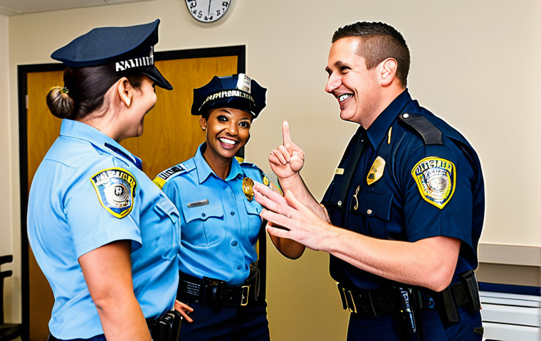 쥬라기캅스 캐릭터별 상징색 - Blue Officer Investigating**

"A calm and intelligent, fully clothed, professional male police offic...