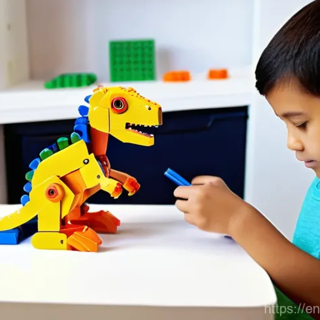 쥬라기캅스 관련 주제 교육 활용 - **Prompt 1: Engineering Curiosity with a Transforming Robot Toy**
"A brightly lit, clean playroo...